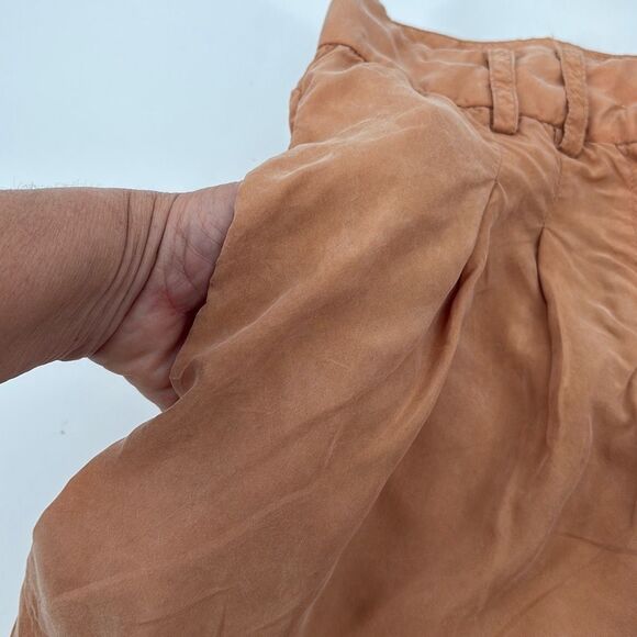 Anthropologie Sancia High-Rise Pleated Paper Bag Bermuda Shorts Apricot Small - Picture 3 of 11